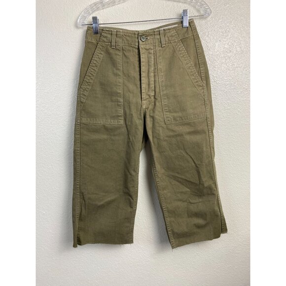 Imogene and willie Pants - Imogene and Willie Capri Pants Women Size Small Olive Green Button Fly HEMMED